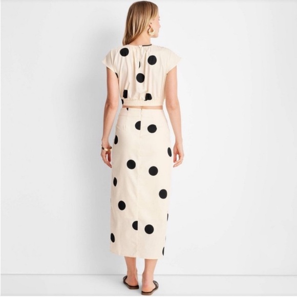 Future Collective x Jenny K. Lopez Faux Wrap Polkadot Midi Skirt Size 00 - Picture 3 of 13